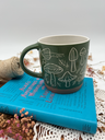 Forest Green Mushroom Embossed Stoneware Mug – Cozy Cottagecore Charm