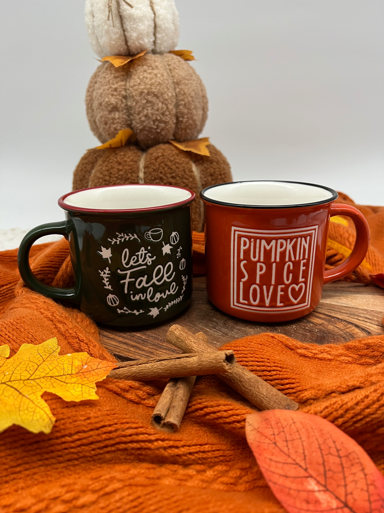 Fall Couple Camping Mug Set – Pumpkin Spice & Let’s Fall in Love