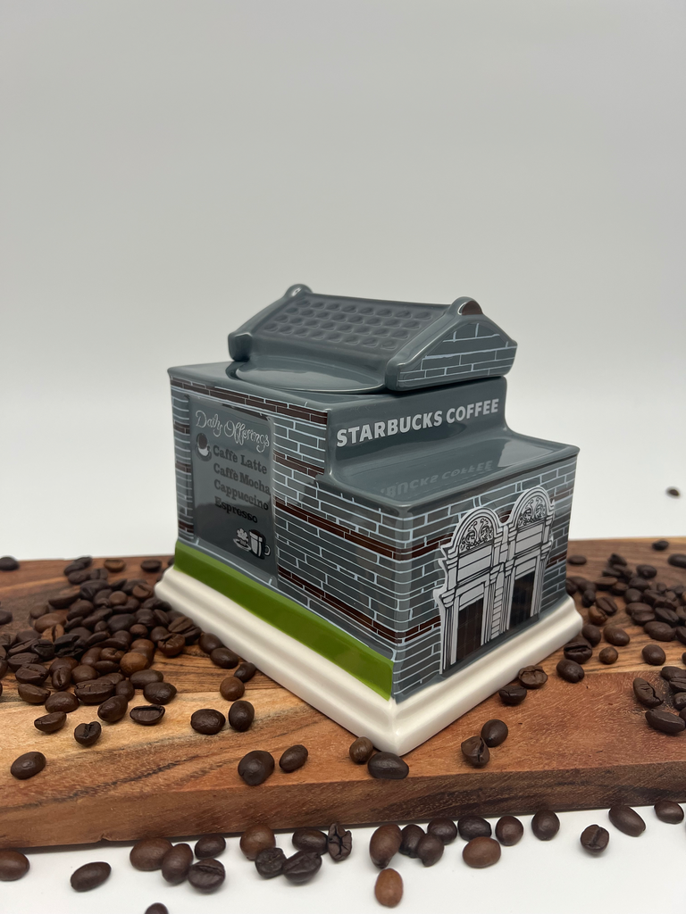 Starbucks Ceramic Coffee House Canister with Roof Lid – Rare