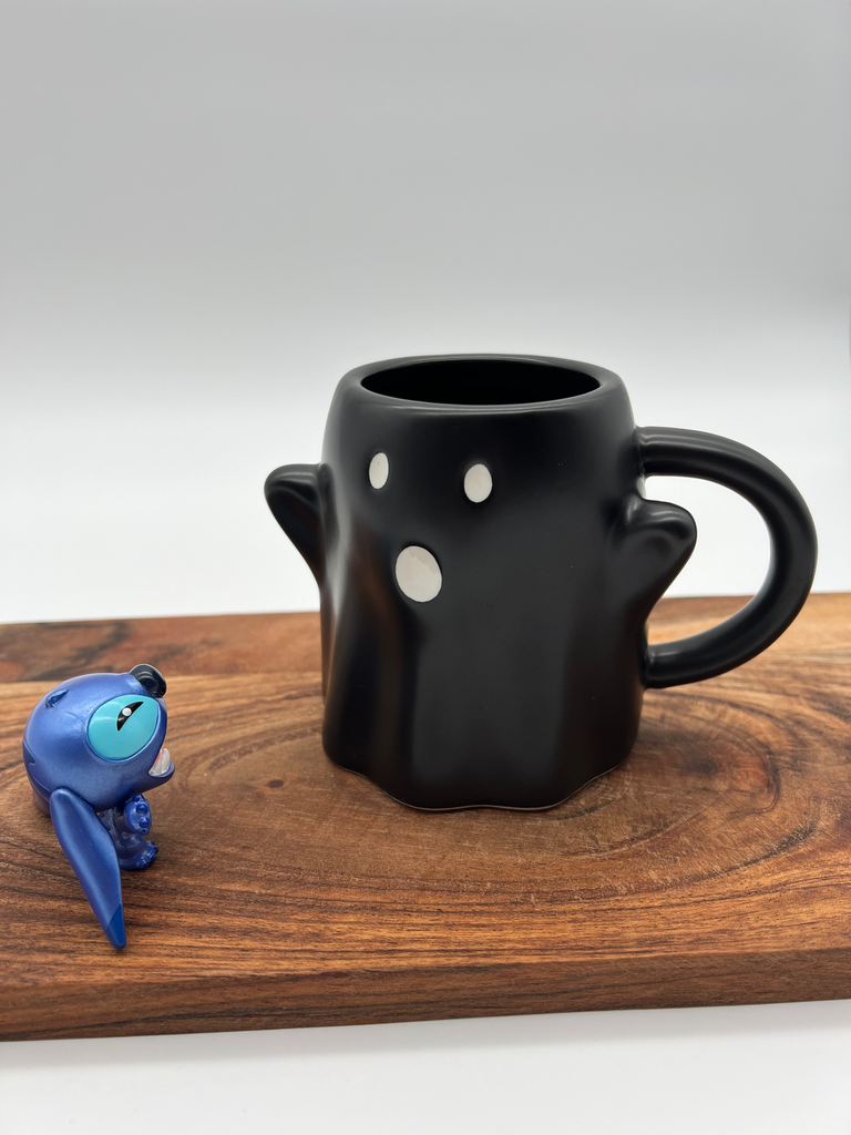 Black Ghost Shaped Ceramic Mug by Trickies