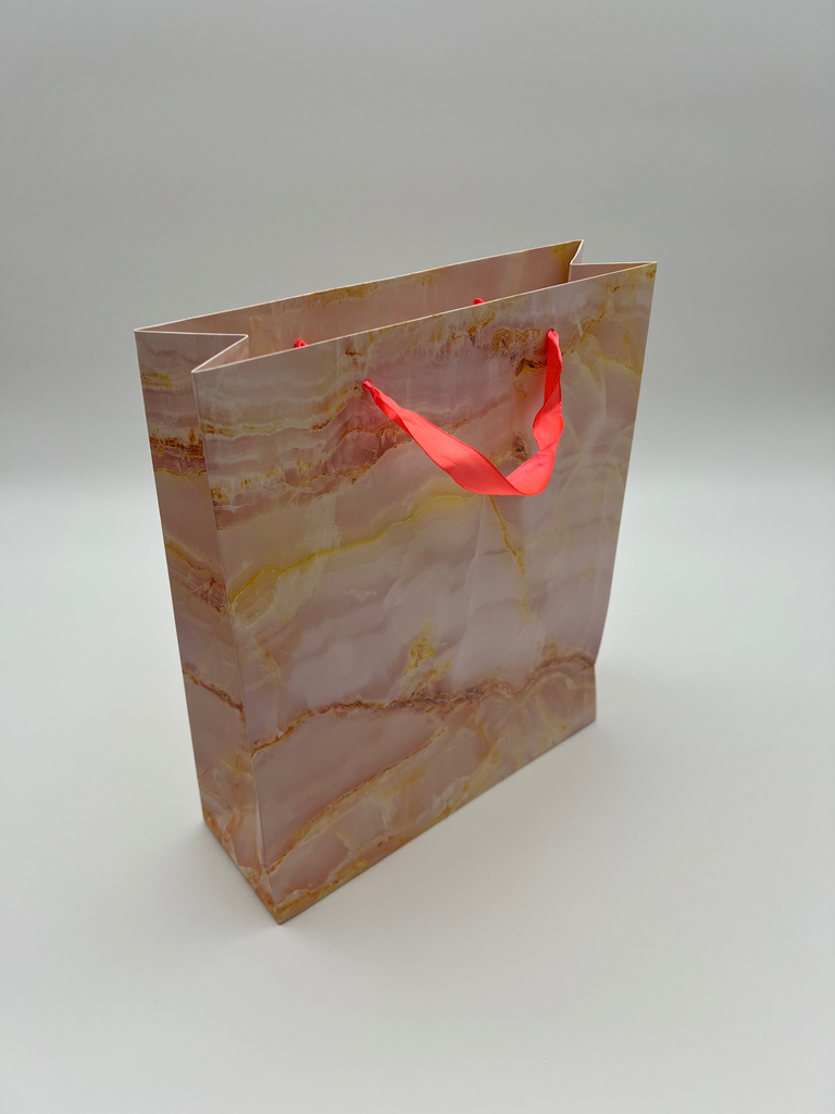 Pink & Gold Marbled Gift Bag - Medium