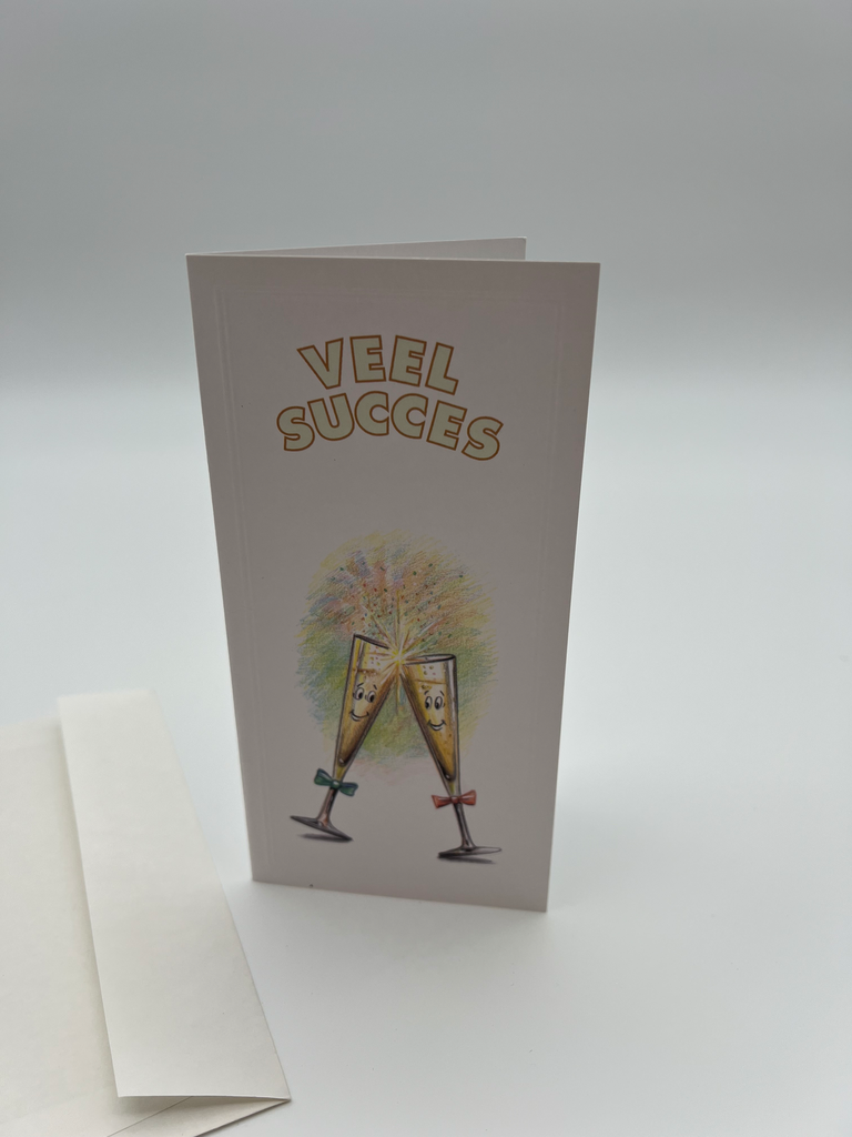 Vintage Wedding Card With Champagne Glass Cuties - Cheers!