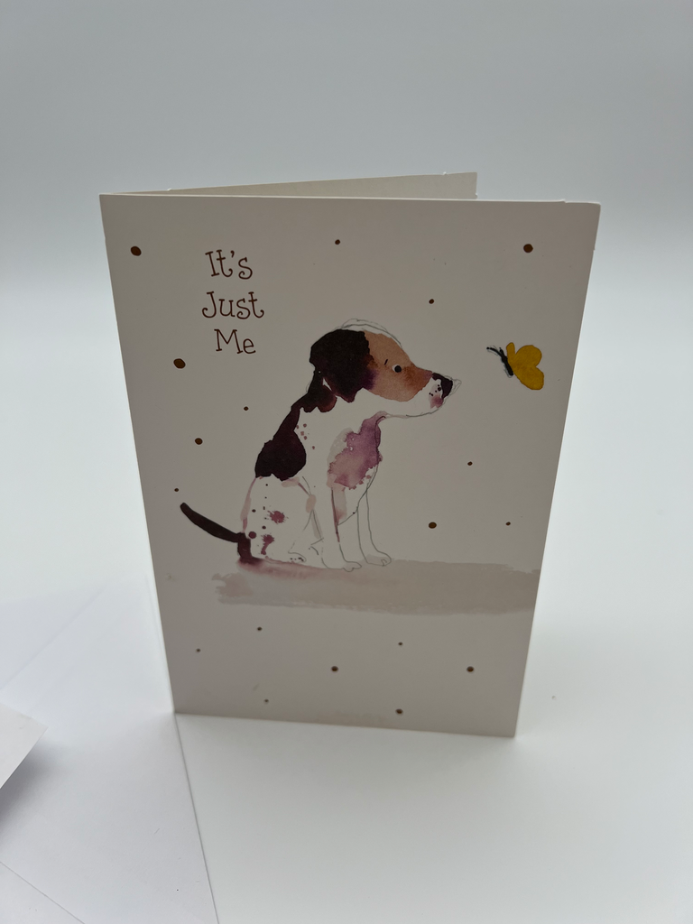 Watercolor Dog & Butterfly Card - It's Just Me