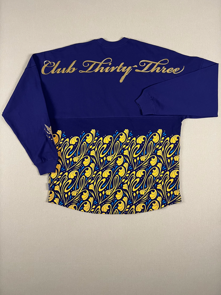 Disney Club 33 Spirit Jersey – Medium - Blue & Gold Filigree Design