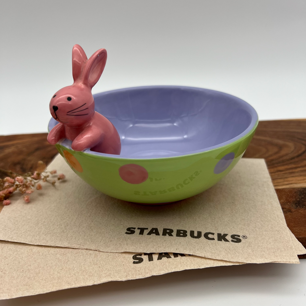 Starbucks Pastel Polka Dot Bunny Bowl - 2007 Easter Collection
