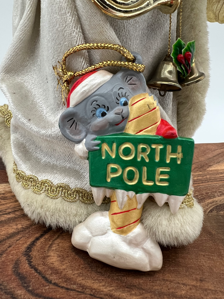 Vintage 1970s North Pole Mouse Ornament – Hand-Painted Resin