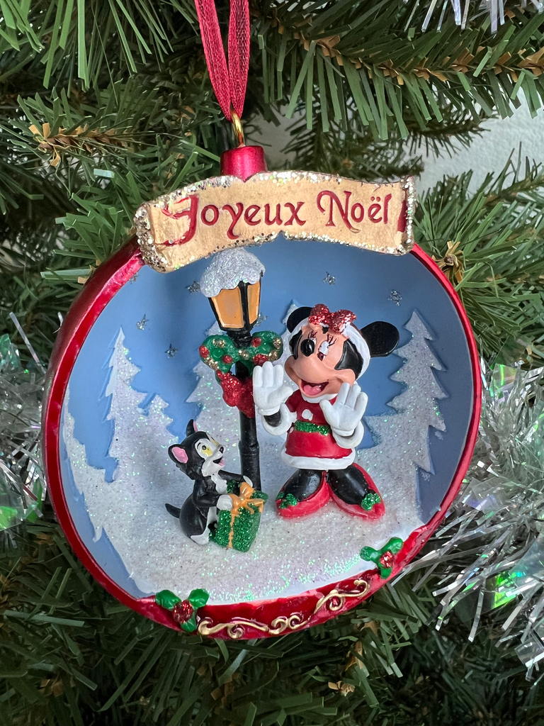 Disneyland Paris “Joyeux Noël” Minnie & Figaro Half-Sphere Ornament