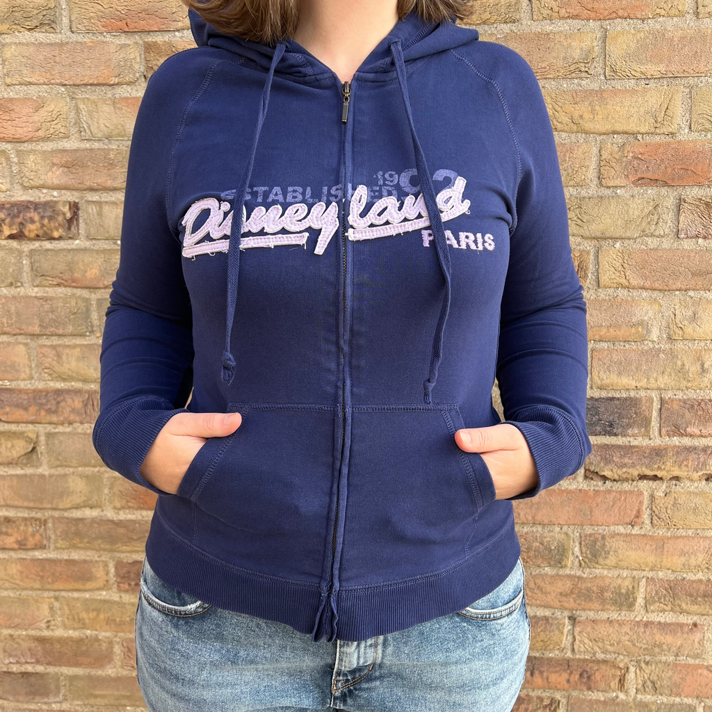 Disneyland Paris Navy Zip-Up Hoodie – Intentional Worn Look