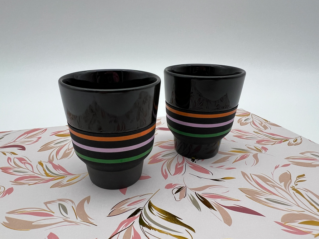 Nespresso Touch Espresso Cups Set of 2 - Black with Colour Rings