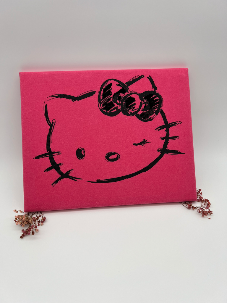 Upcycled Hello Kitty Canvas Wall Art