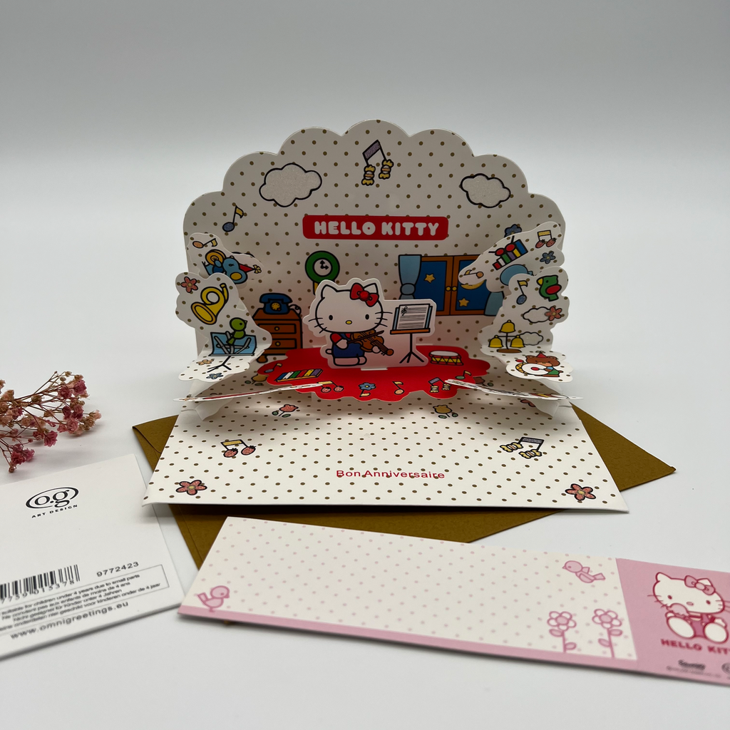 Hello Kitty 3D Pop-Up Birthday Card with Adhesive Strip