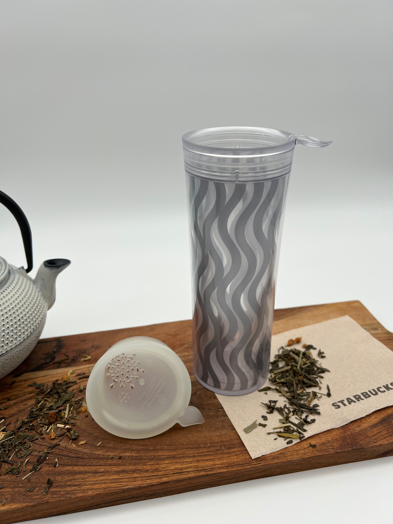 Starbucks Tea Infuser Tumbler On The Go – Silver Wave Design