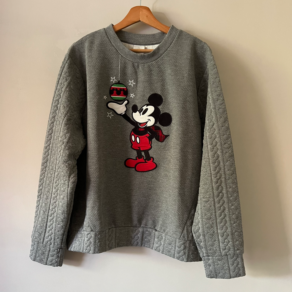 Disney Store Mickey Mouse Holiday Sweater – Embroidered Ornament Design