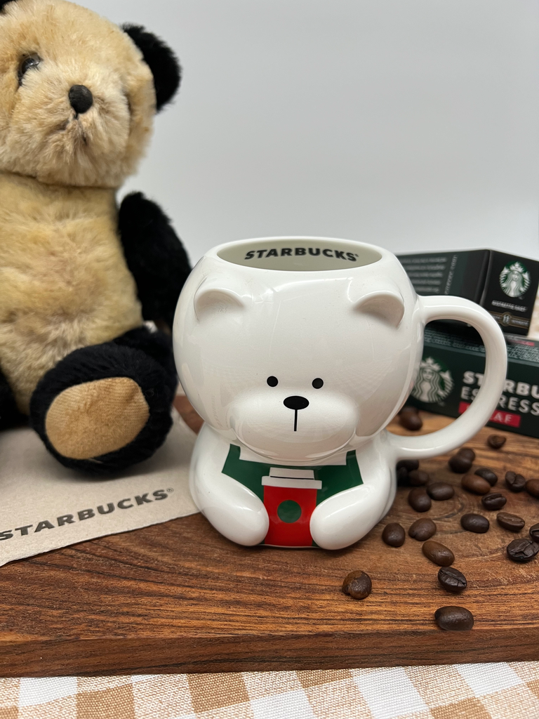 Starbucks Bearista Bear Mug – White Bear Holding Coffee Cup (355 ml)