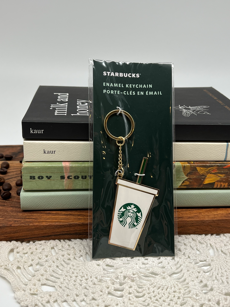 Starbucks Enamel Keychain – Classic White Cup with Logo