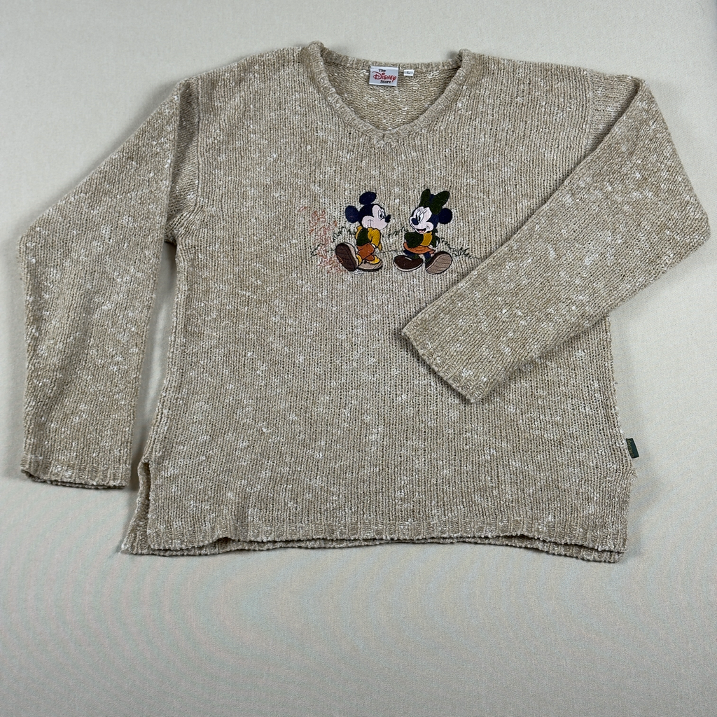 Vintage Y2K Disney Store Knit Sweater – Mickey & Minnie Embroidered – 90s Cozy Style