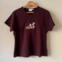 Vintage Disney Store Mickey & Minnie Shirt – Burgundy Embroidered – 90s – Size L