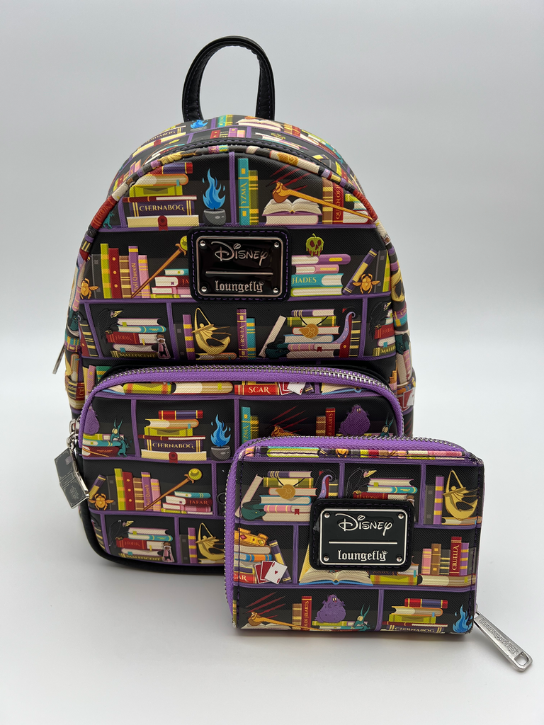 Disney Parks Exclusive Loungefly Villains Library Backpack & Wallet Set