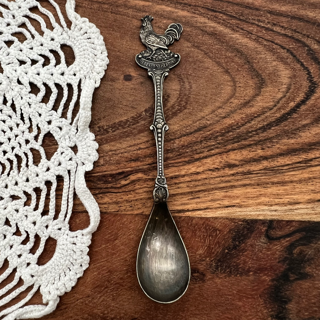 Dutch Silvered 60's 'Dierenbescherming' Teaspoon with Rooster 