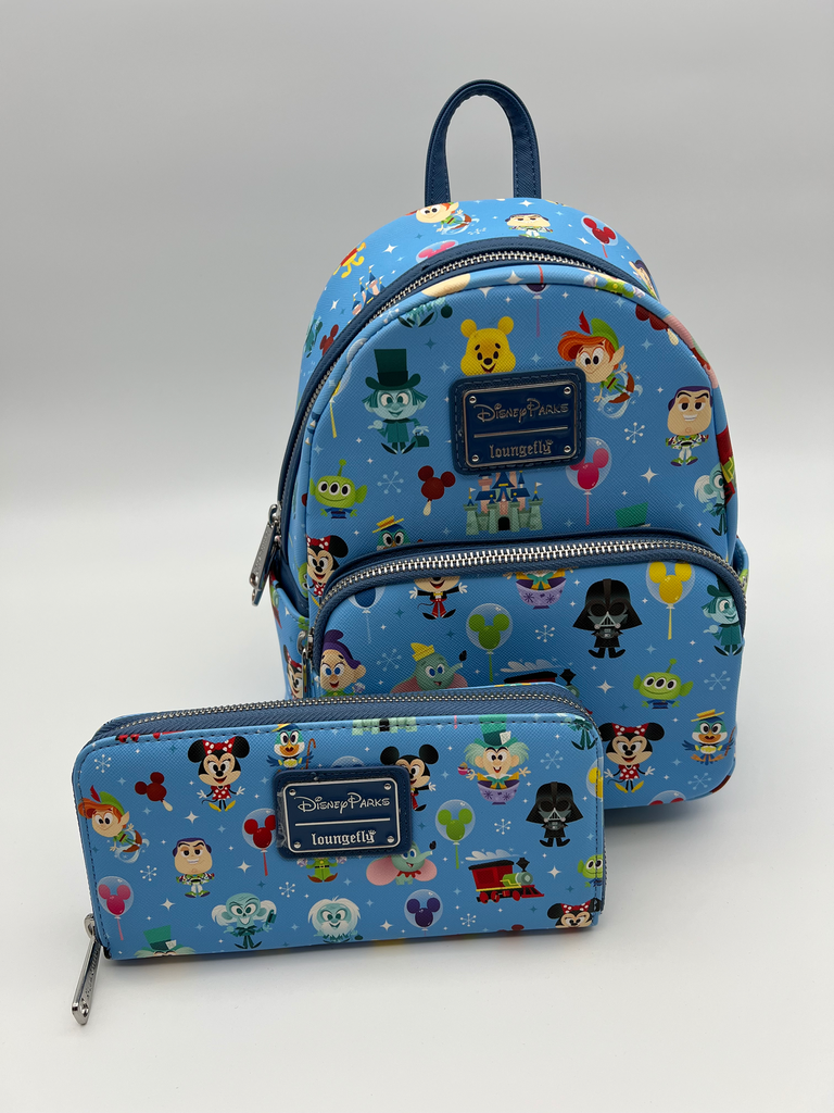 Disney Parks Exclusive Loungefly Mini Backpack & Wallet Set - Chibi Attractions 